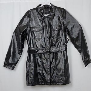 Guess Pax Faux- Black Leather Jacket  W3RL24KBJL0  Womens Size Large New